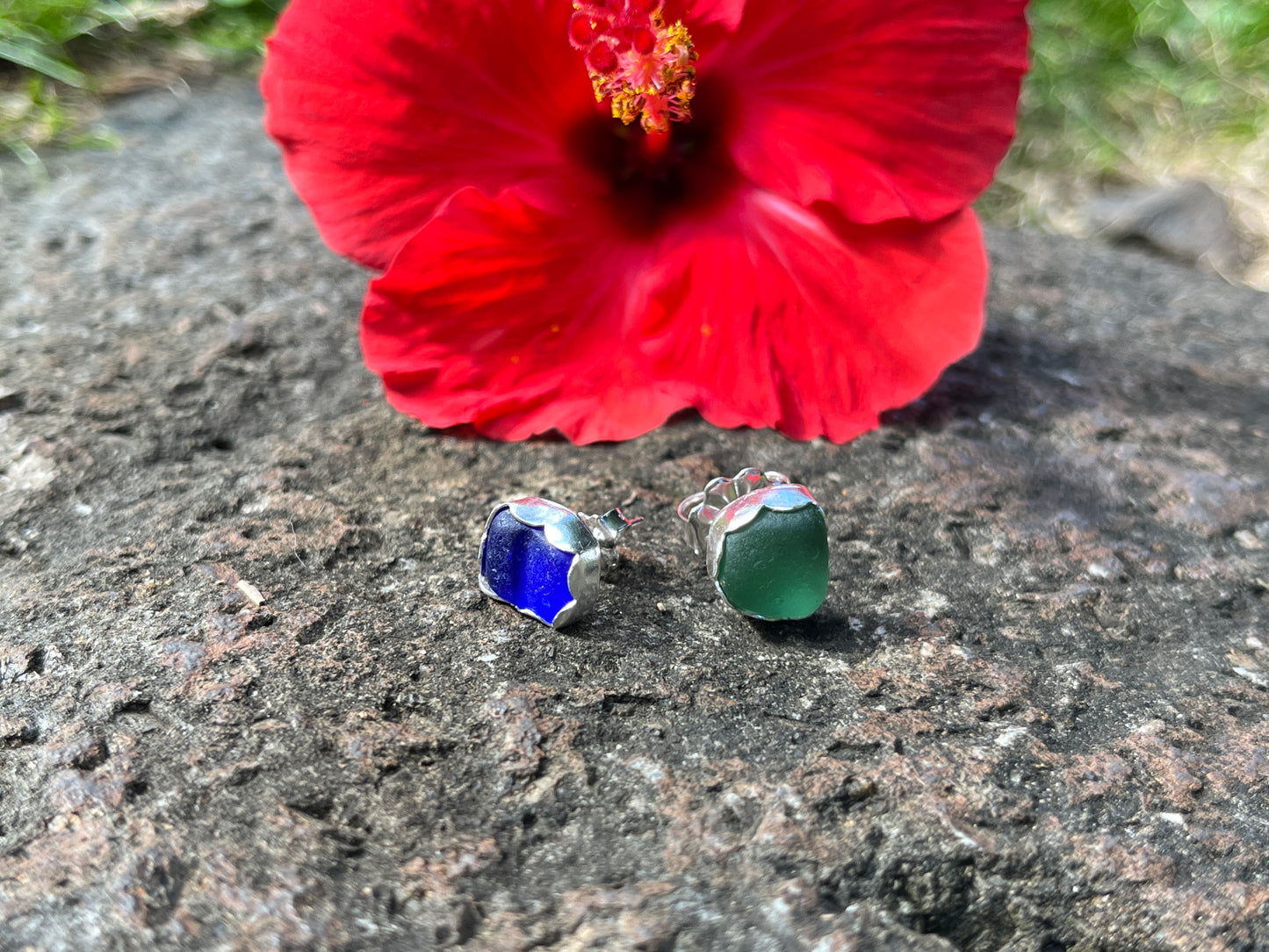 Hawaiian sea glass studs *rts
