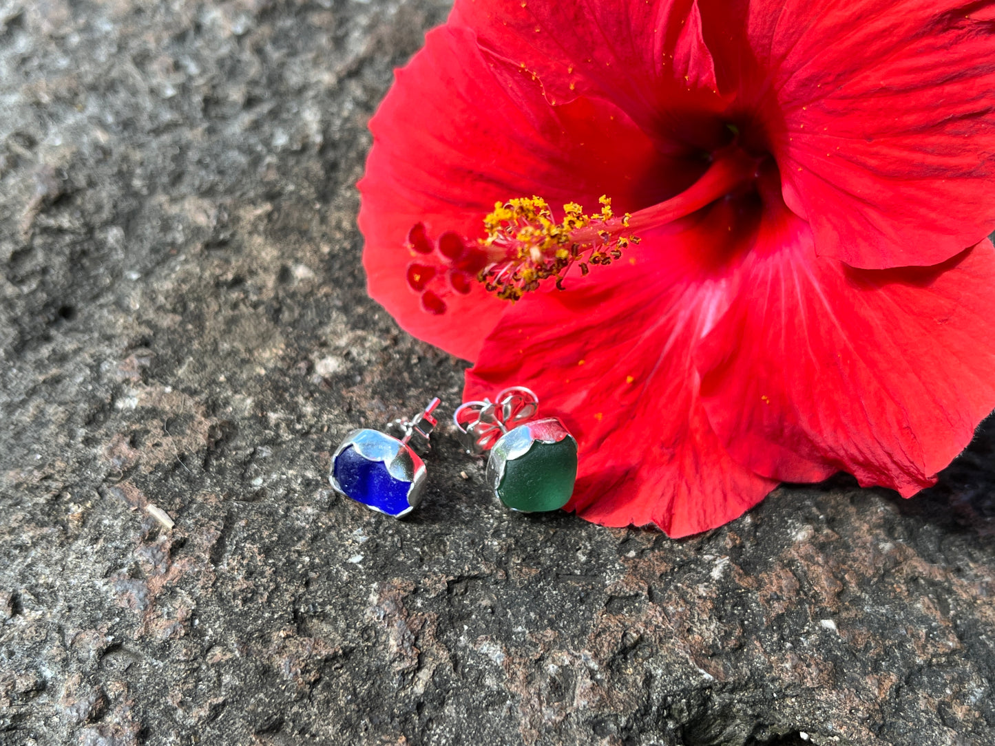 Hawaiian sea glass studs *rts