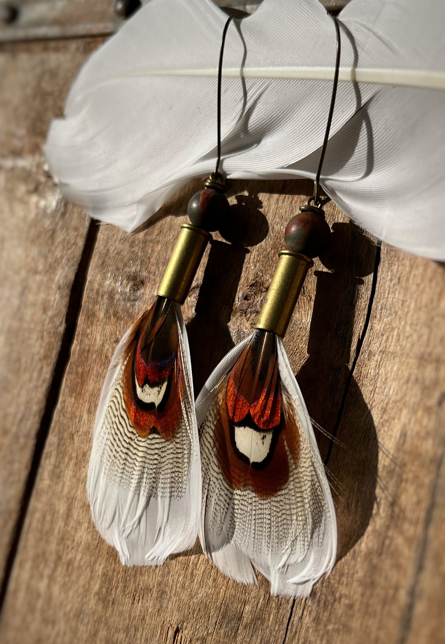 Feather x .22 recycled cartridge earrings *rts