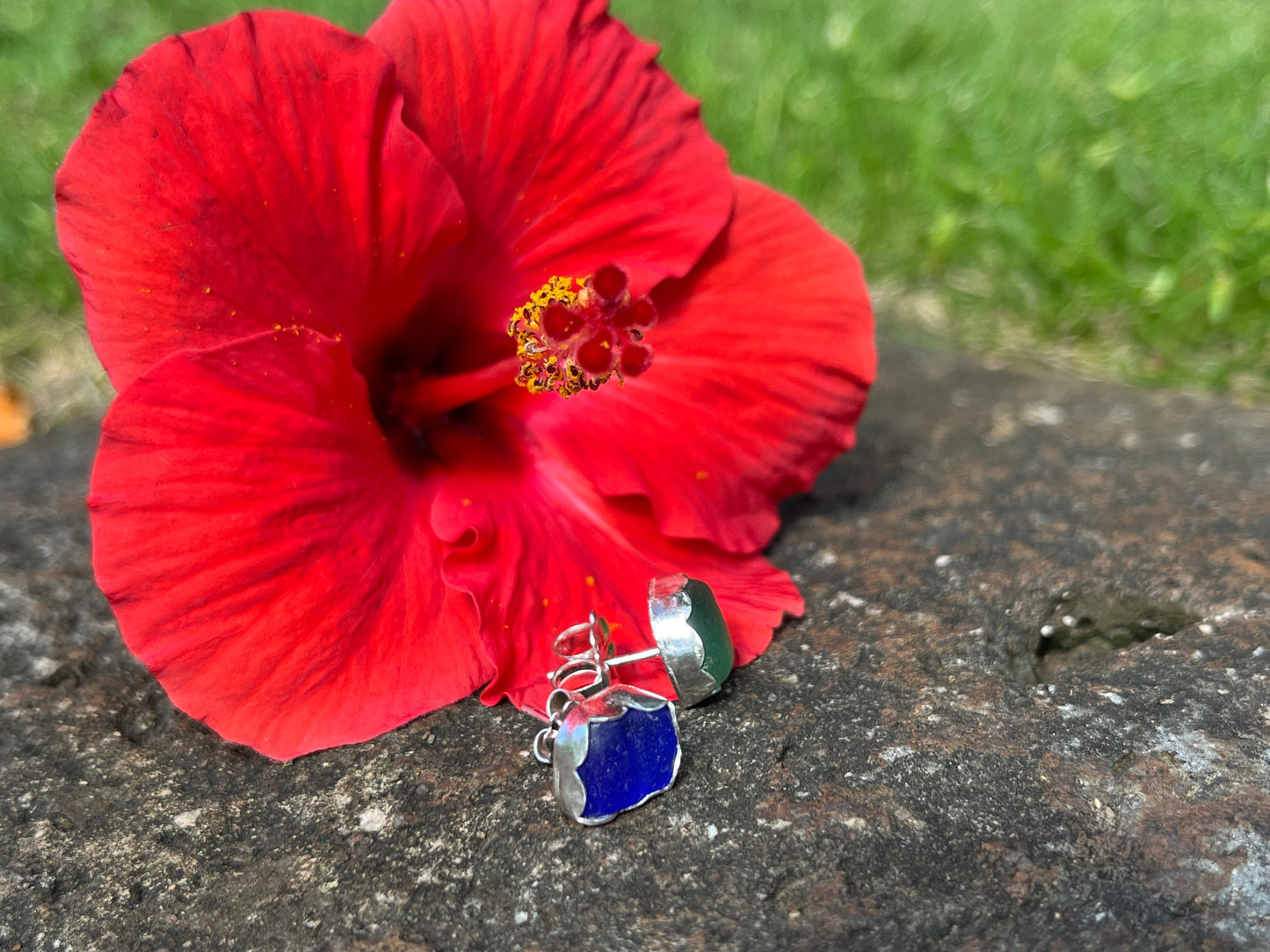 Hawaiian sea glass studs *rts