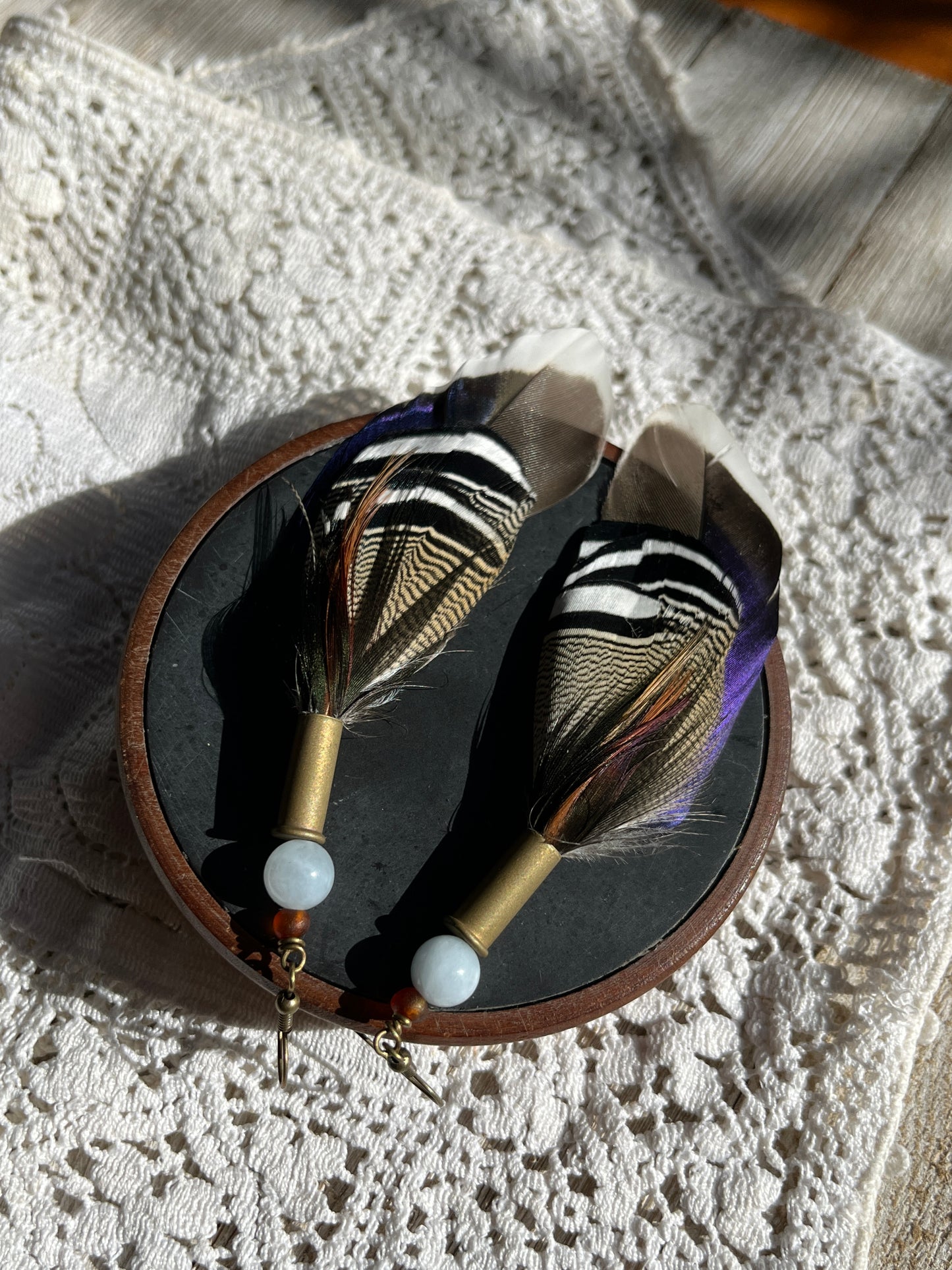 Feather + Recycled .22 Casing Earrings