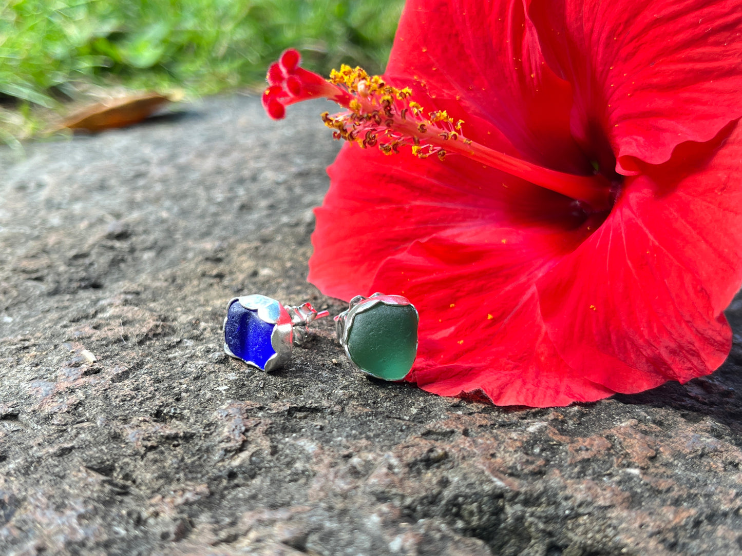 Hawaiian sea glass studs *rts
