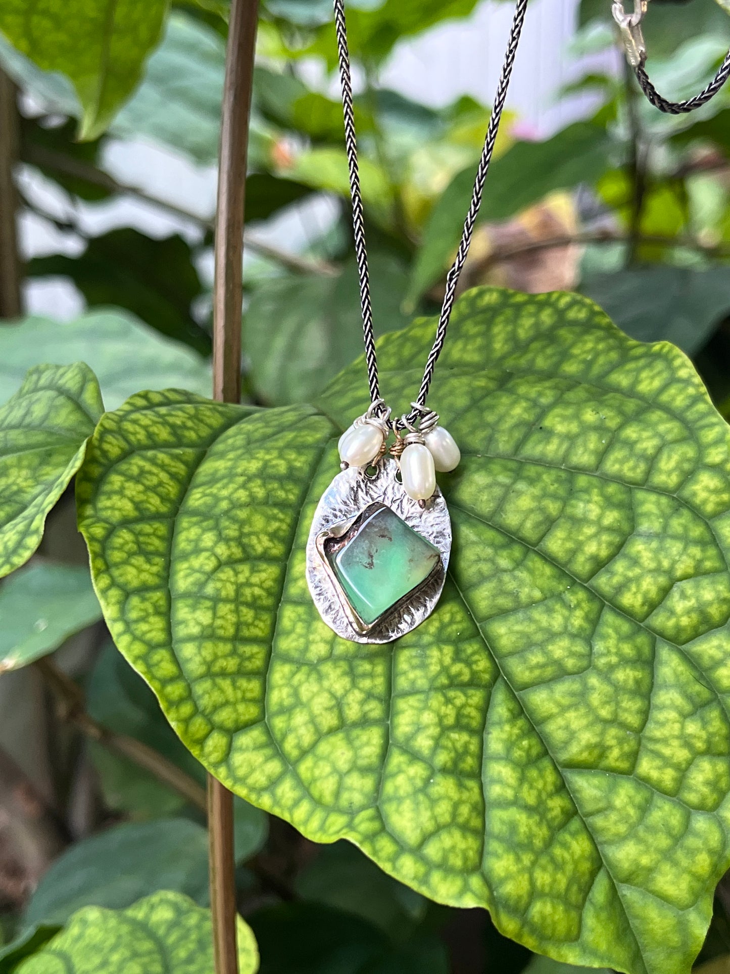 Chrysoprase Mixed Metal Necklace