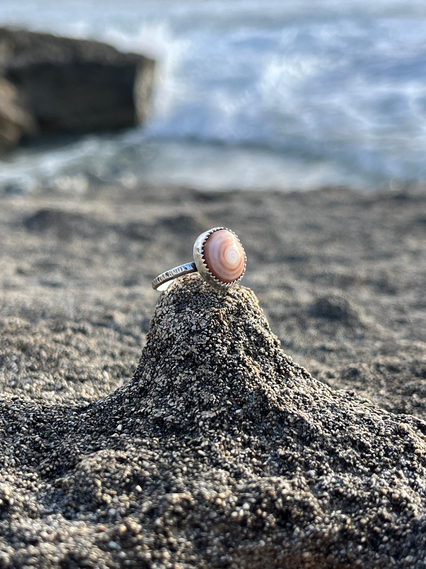 Cinnamon Bun Puka Shell Ring RTS