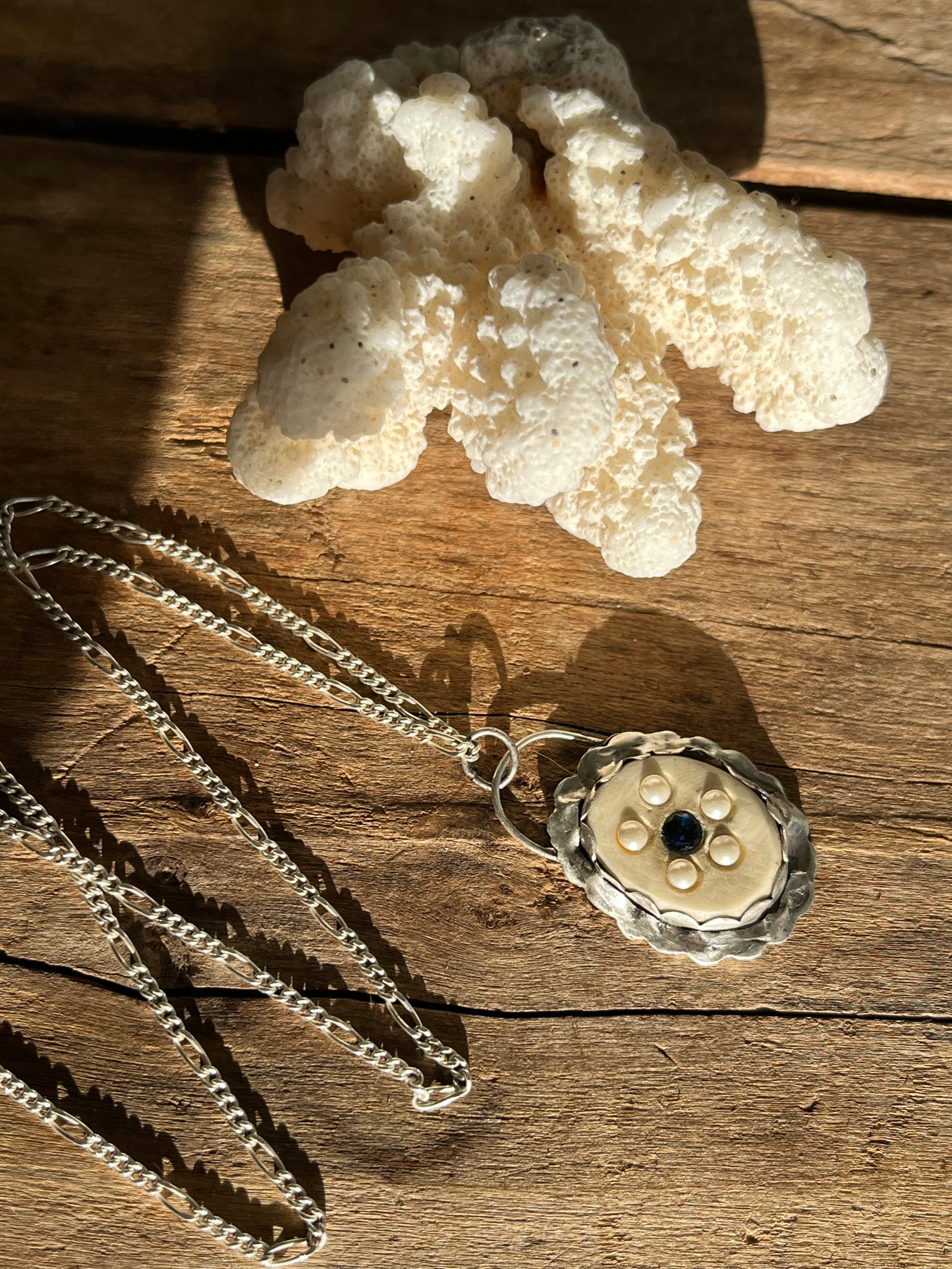 Blue Sapphire Flower Necklace