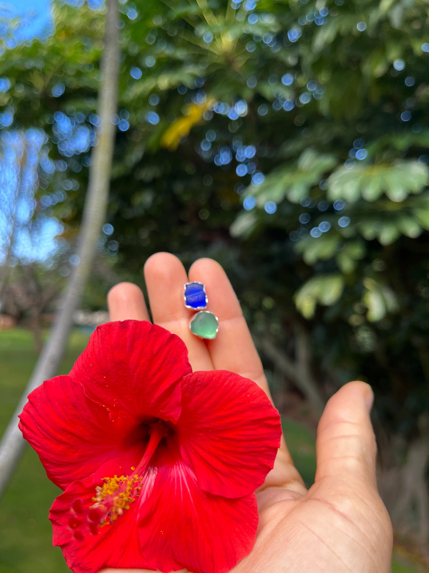Hawaiian sea glass studs *rts