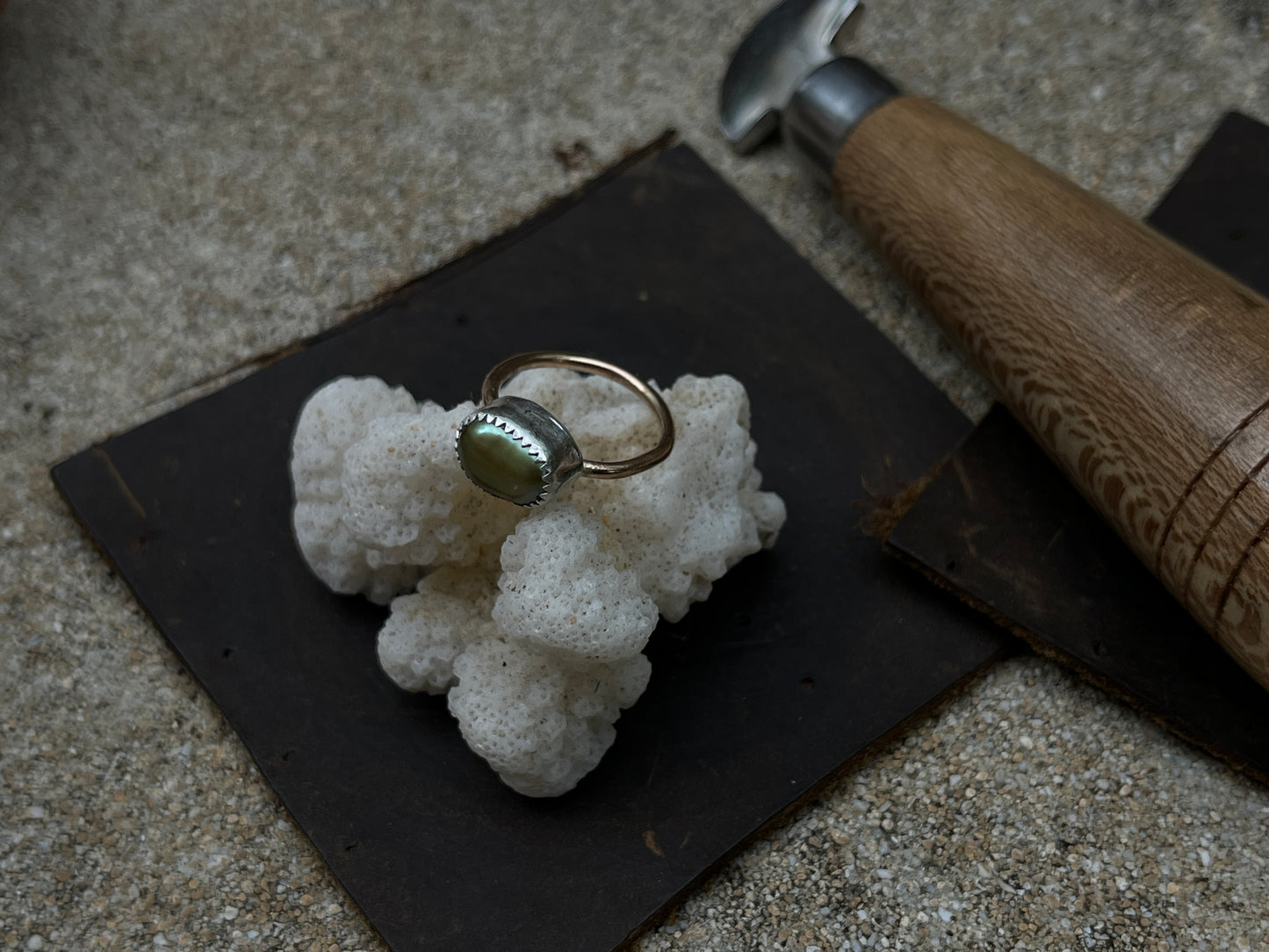 Mixed Metal Tahitian Keshi Pearl Ring MTO