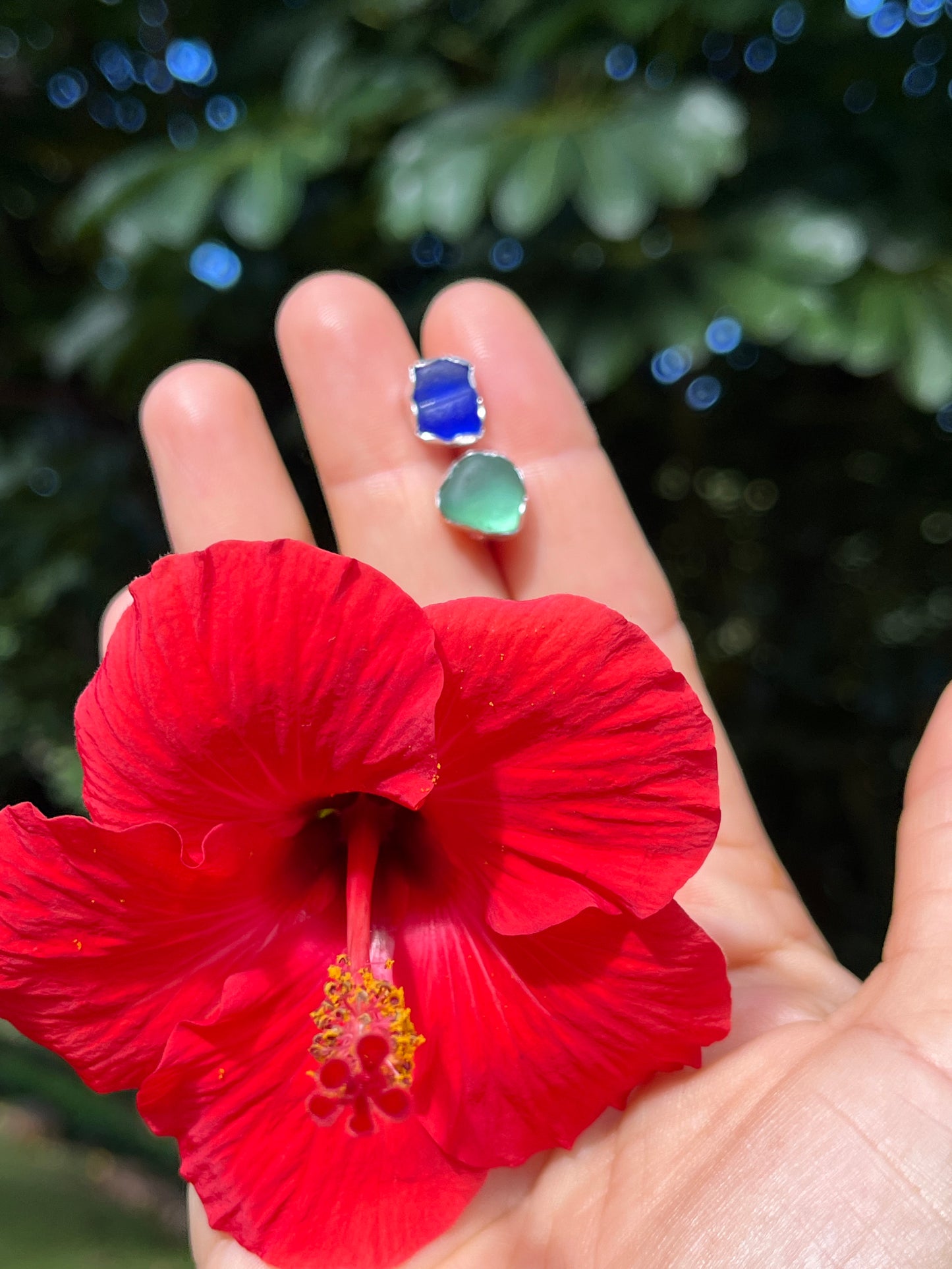 Hawaiian sea glass studs *rts