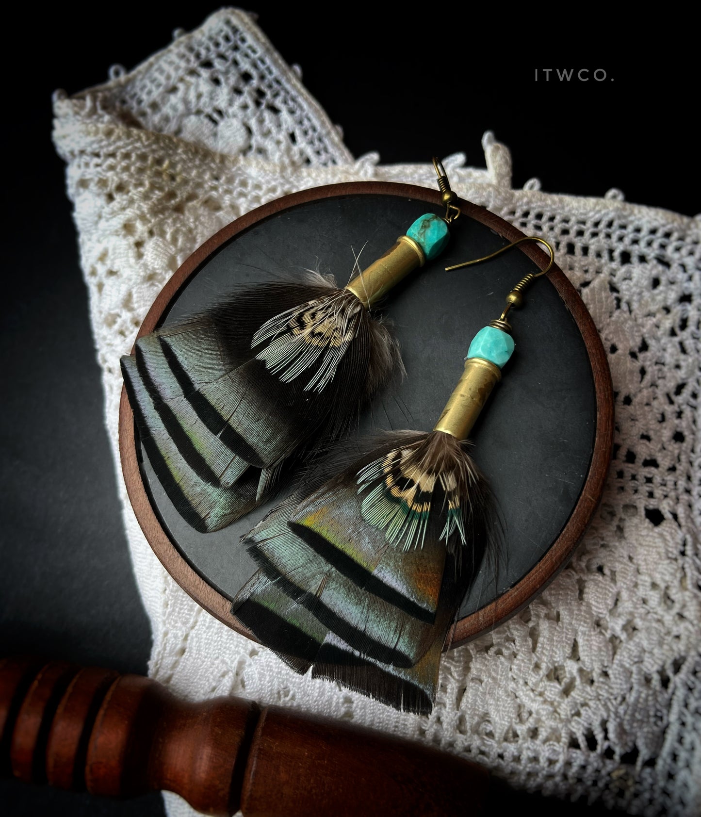 Feather + Recycled .22 Bullet Earrings MTO
