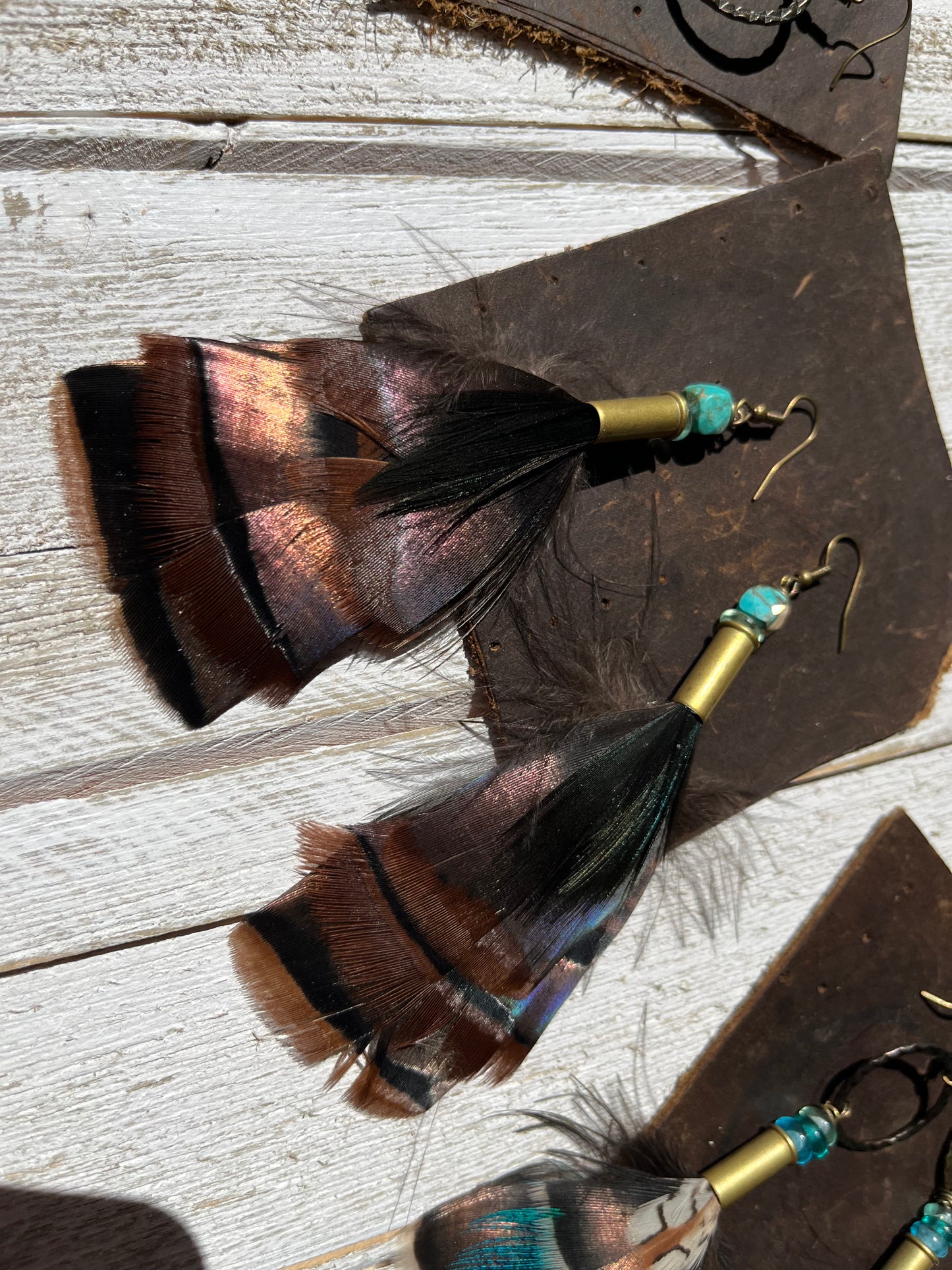 Feather + Recycled Ammo Earrings