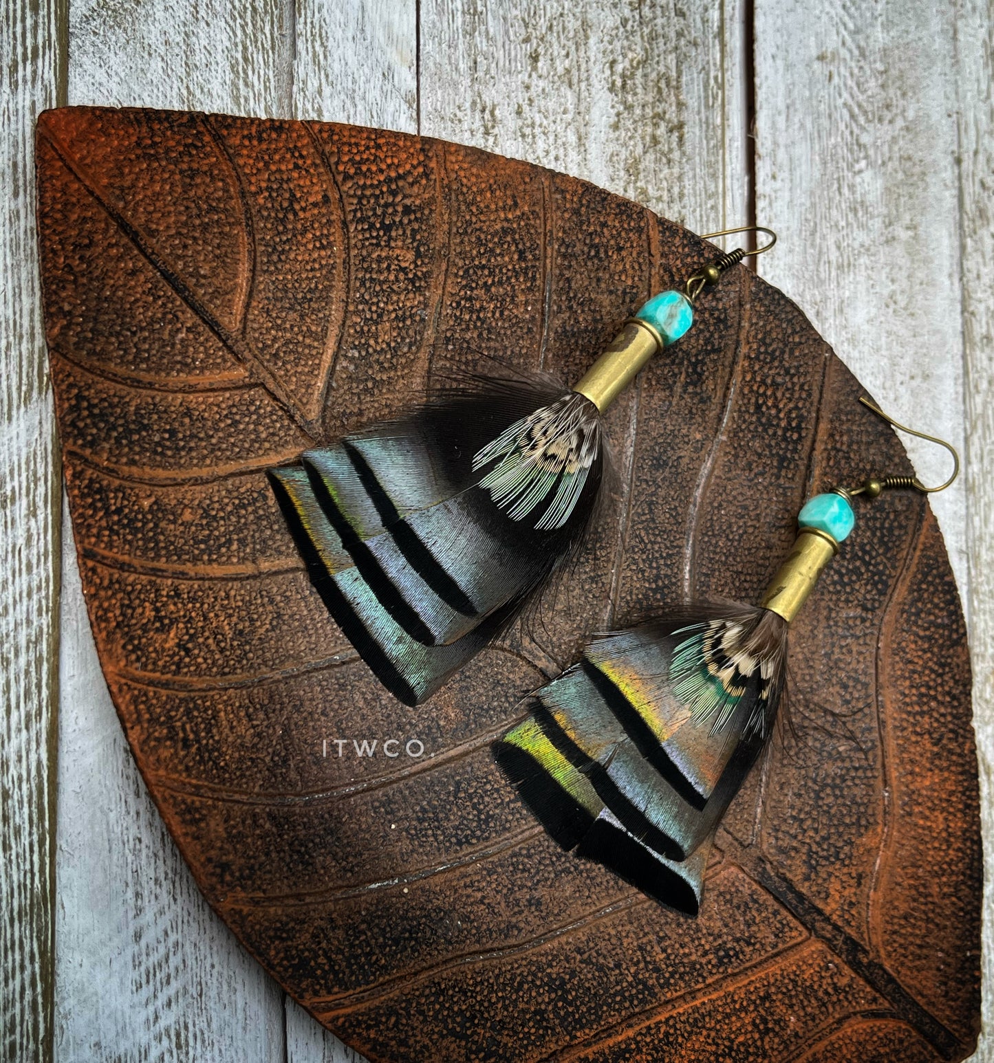 Feather + Recycled .22 Bullet Earrings MTO