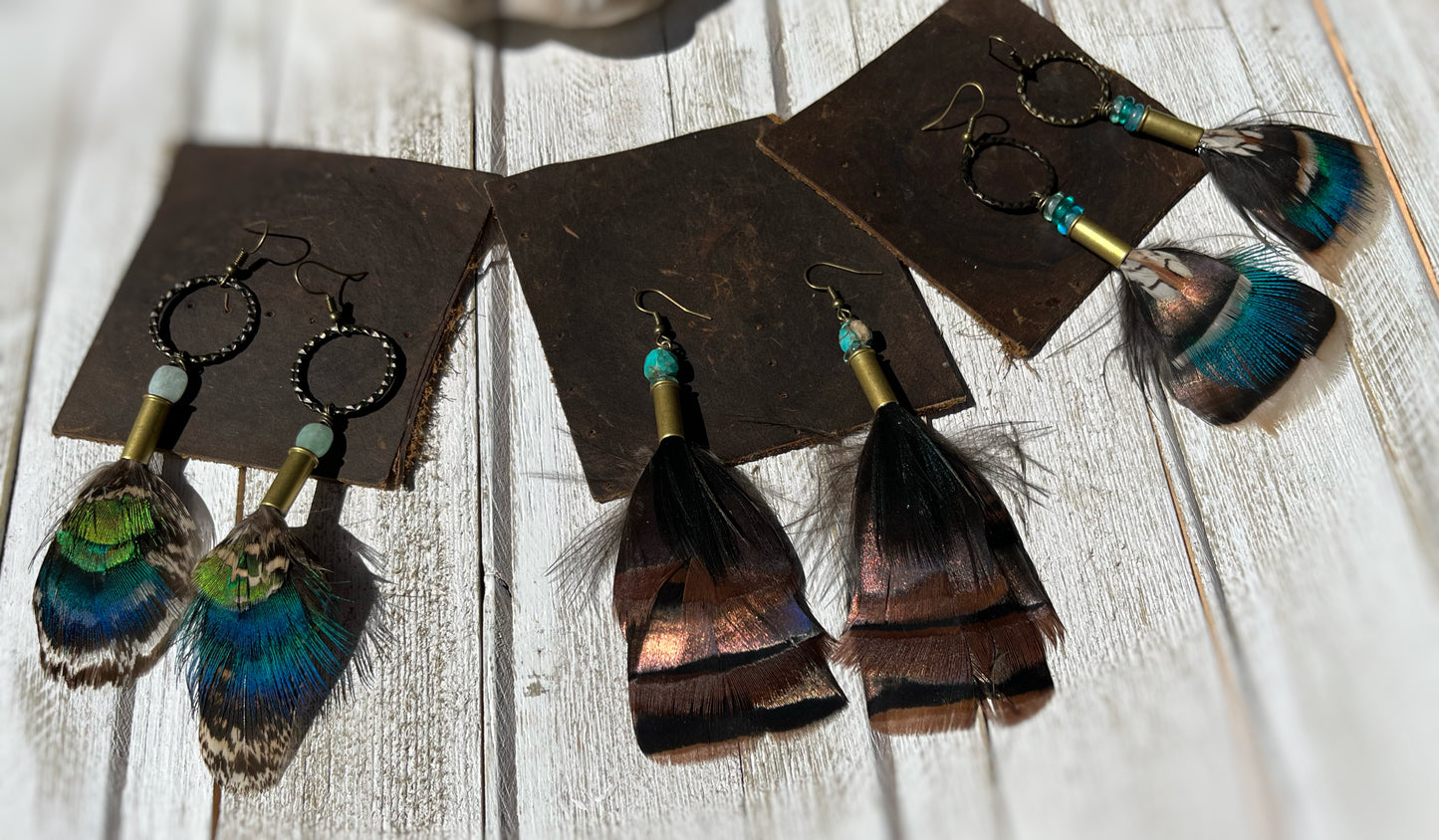 Feather + Recycled Ammo Earrings