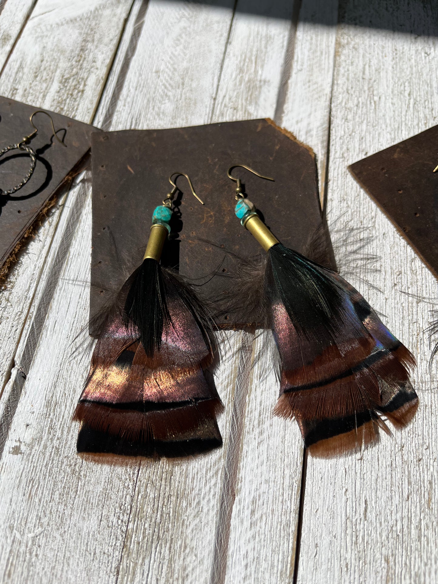 Feather + Recycled Ammo Earrings