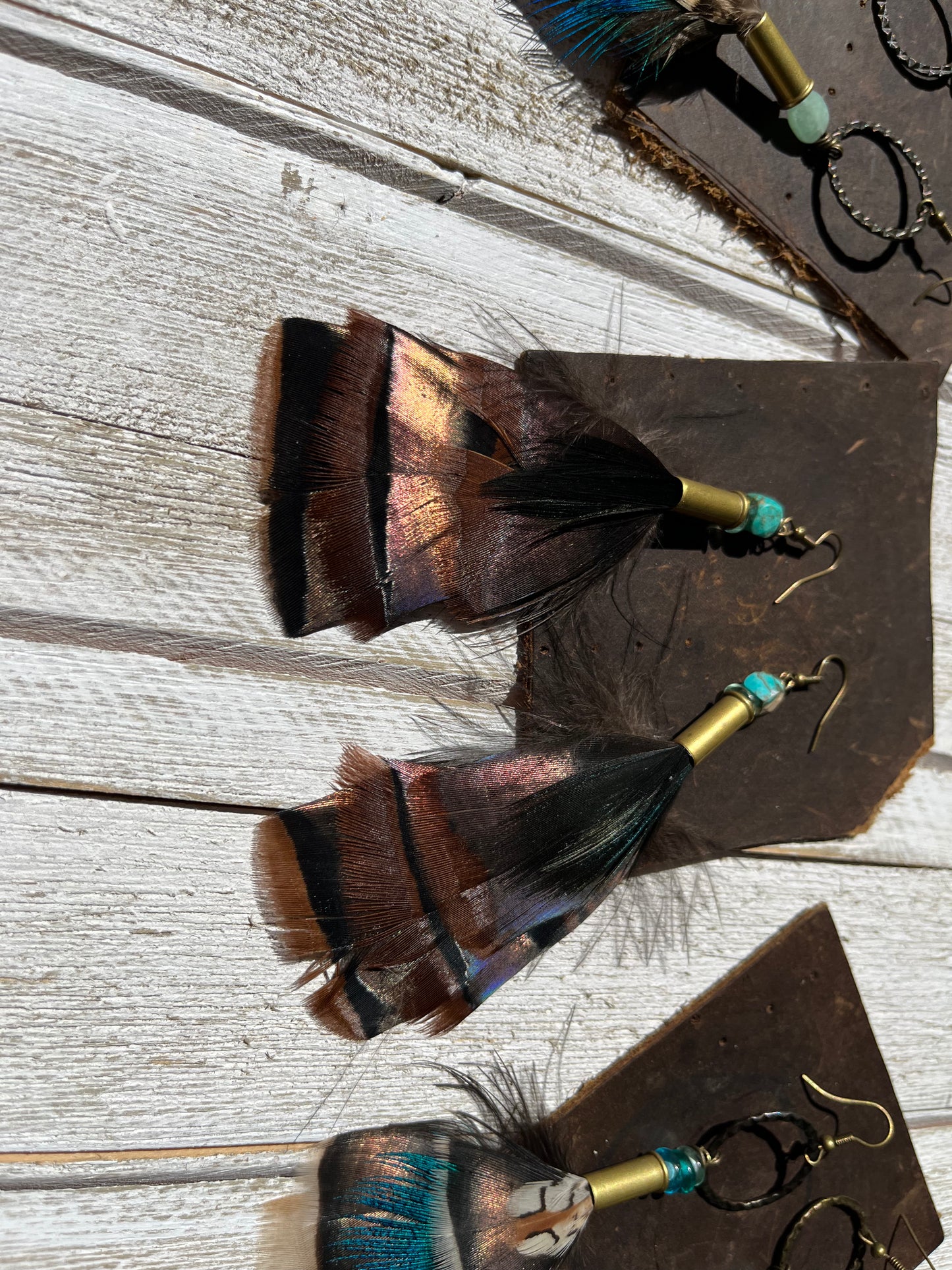 Feather + Recycled Ammo Earrings