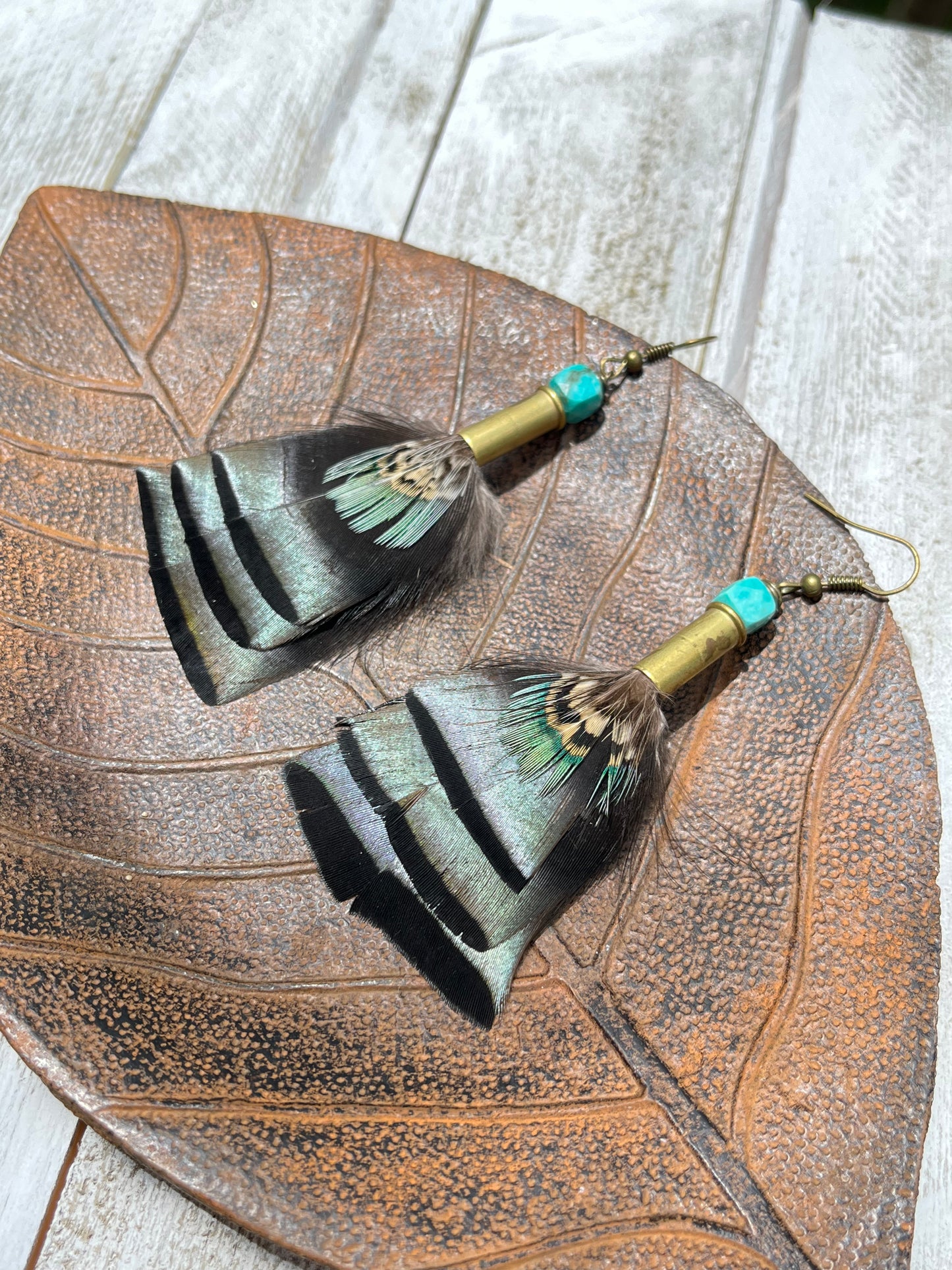 Feather + Recycled .22 Bullet Earrings MTO