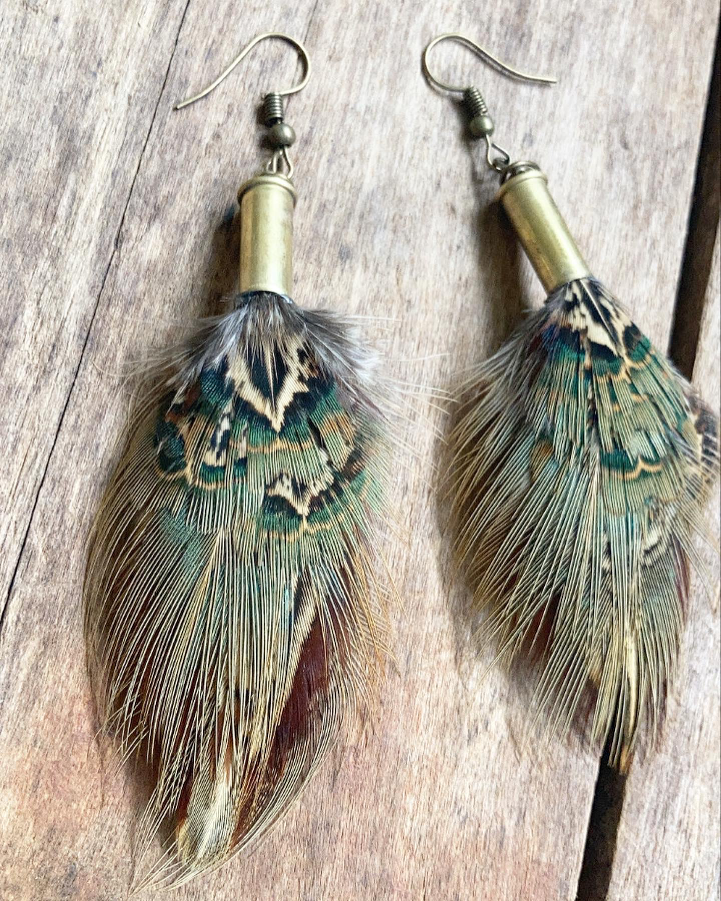 Feather + Recycled .22 Bullet Earrings