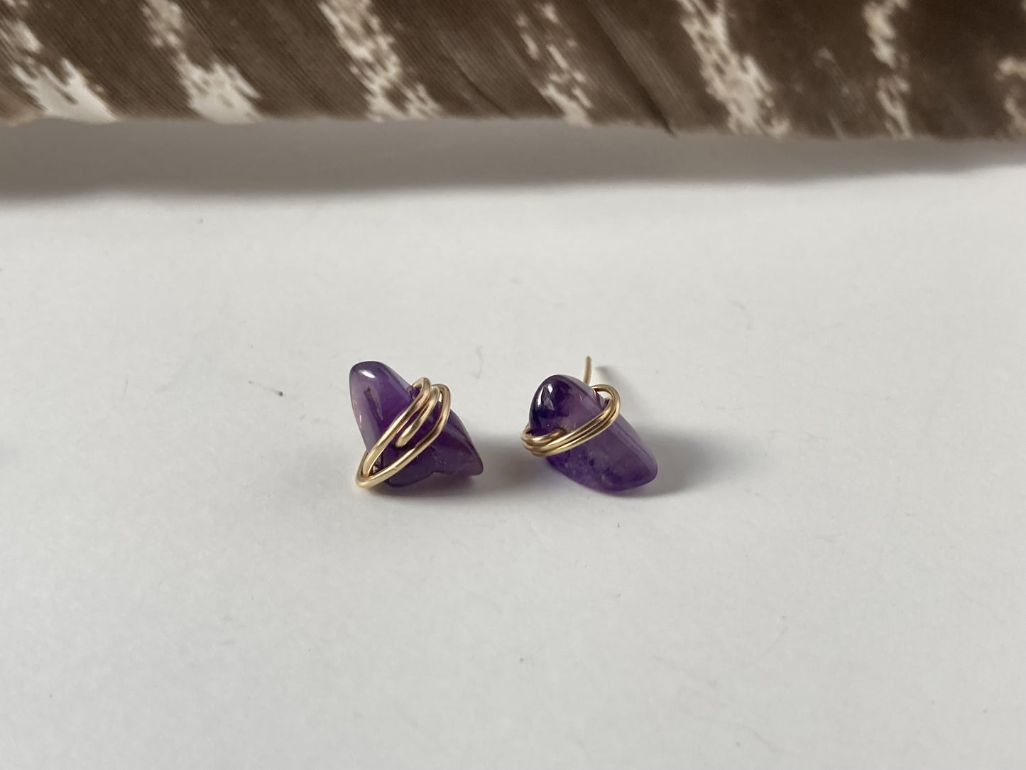 Natural Raw Amethyst Stud Earrings ♢ rts