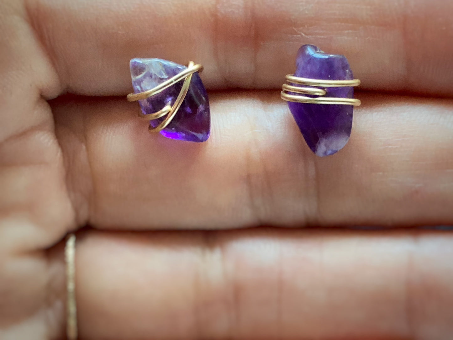 Natural Raw Amethyst Stud Earrings ♢ rts