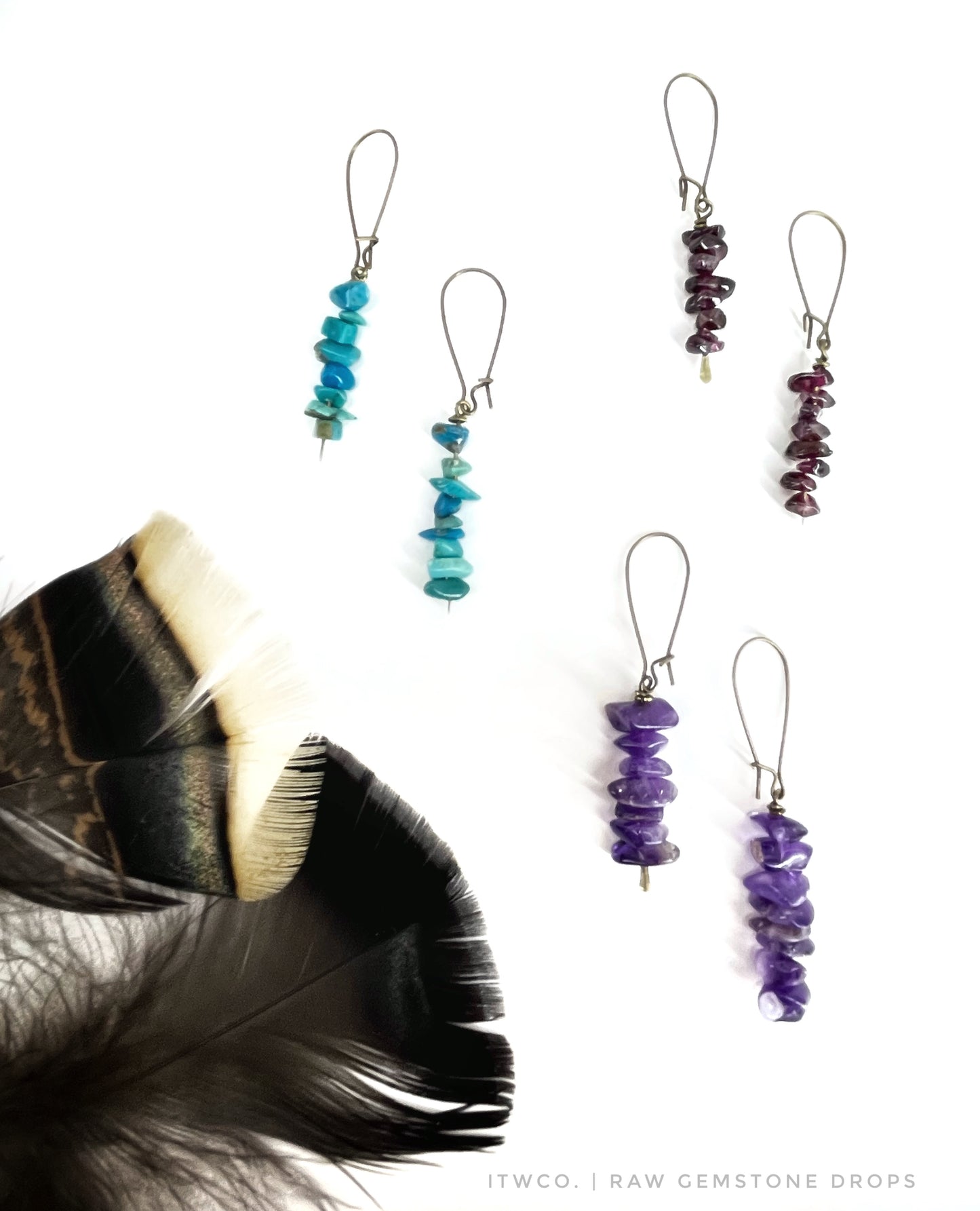 Raw Garnet Drop Earrings