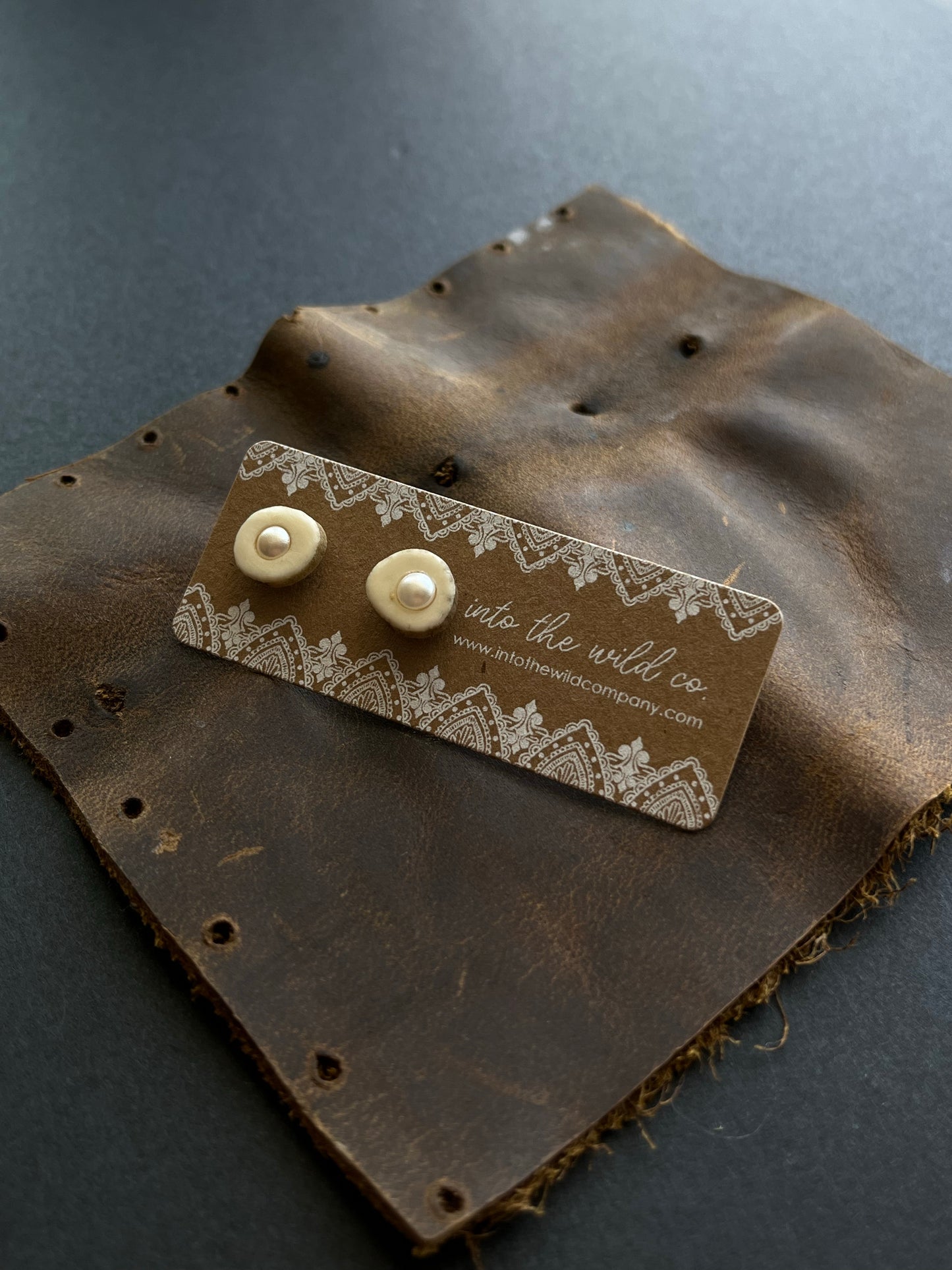 Signature Pearl Inlaid Antler Studs