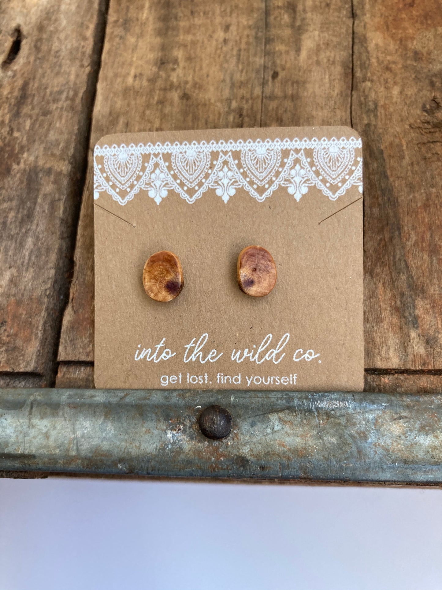 Tiny Natural Wood Minimalistic Stud Earrings