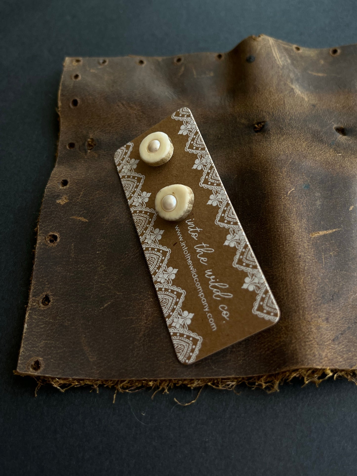 Signature Pearl Inlaid Antler Studs