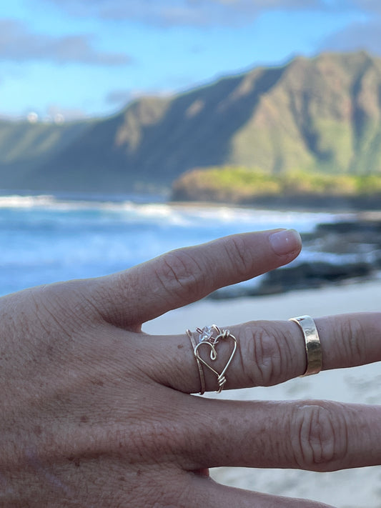 Wire Heart + Herkimer Ring