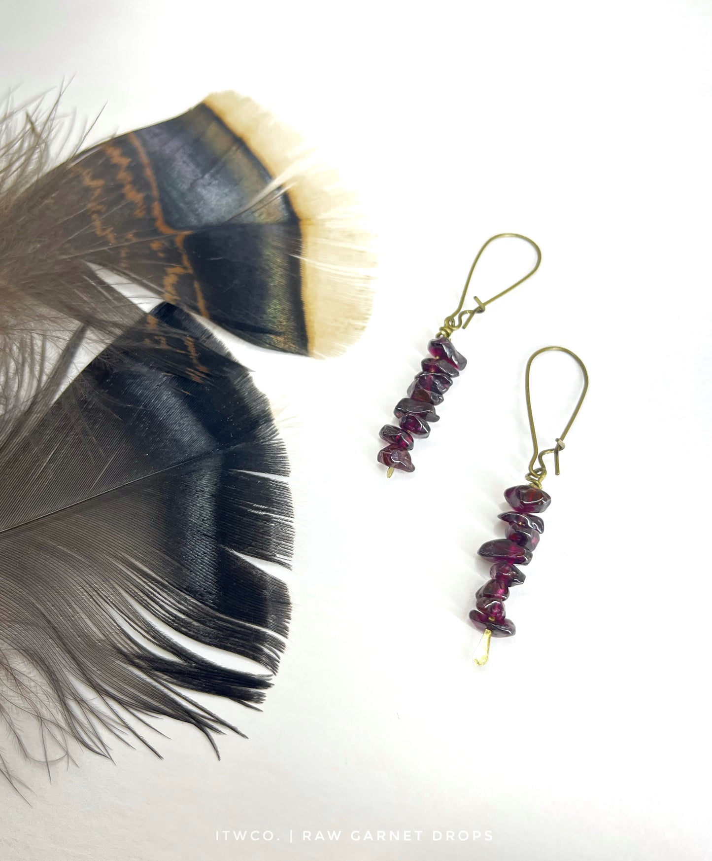 Raw Garnet Drop Earrings