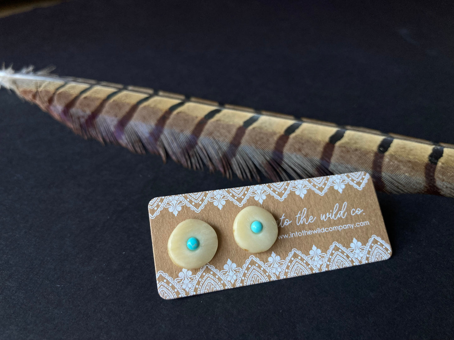 Kingman Turquoise Inlaid Antler Studs