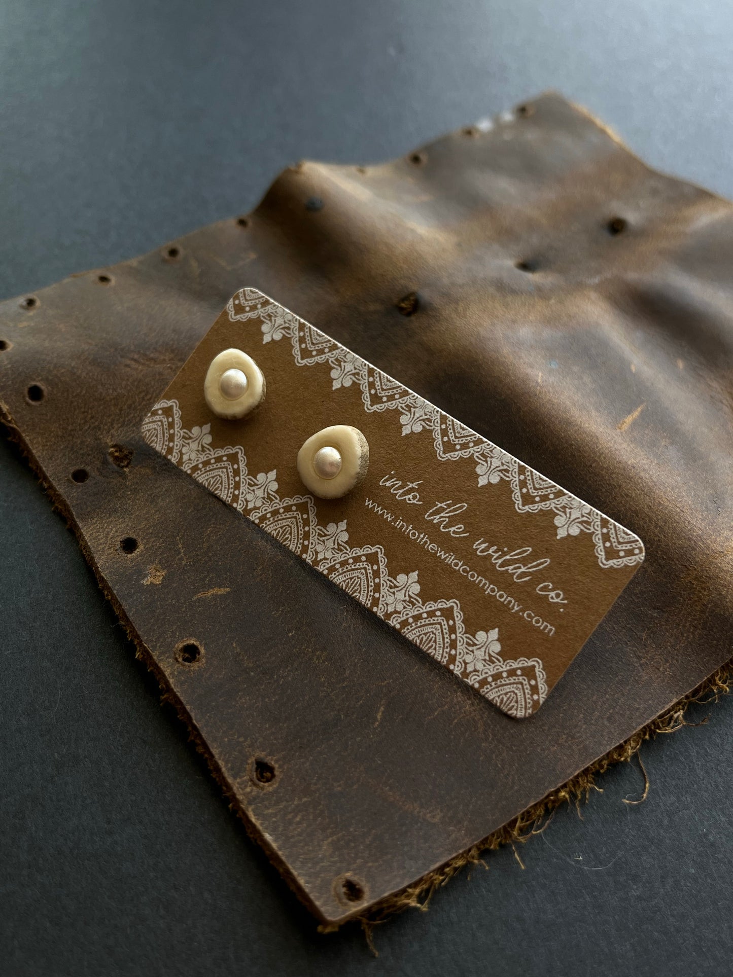 Signature Pearl Inlaid Antler Studs