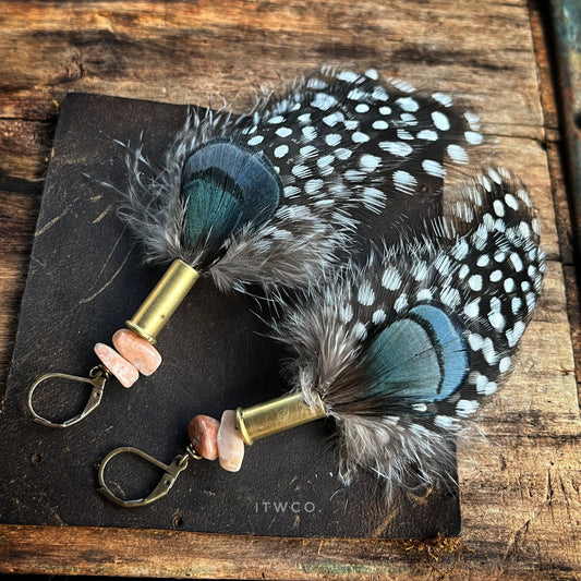 Feather + Recycled .22 Casing Earrings