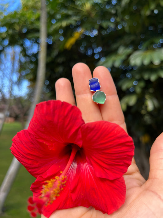 Hawaiian sea glass studs *rts