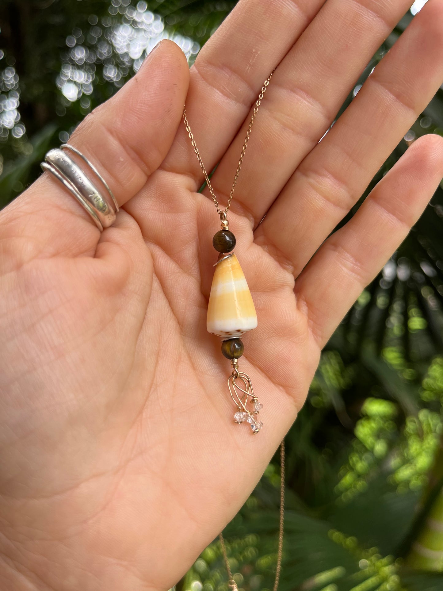 Hawaiian Cone Shell x Herkimer Necklace