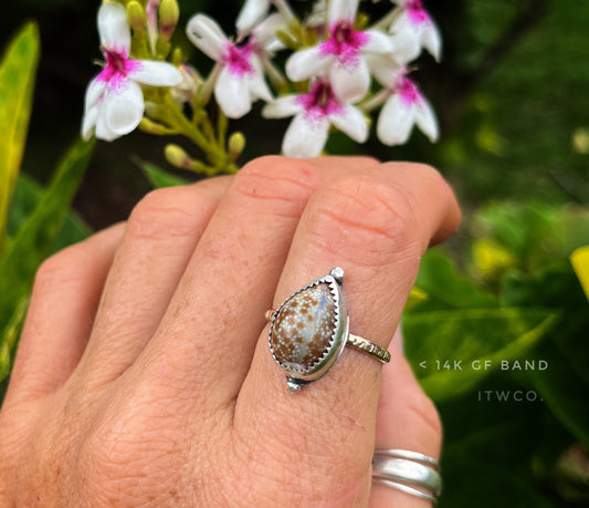 Honey Cowrie Mixed Metal Ring