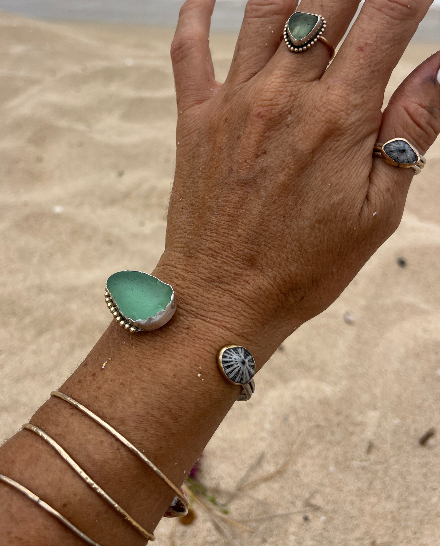 Bar Harbor, Maine Sea Glass Cuff