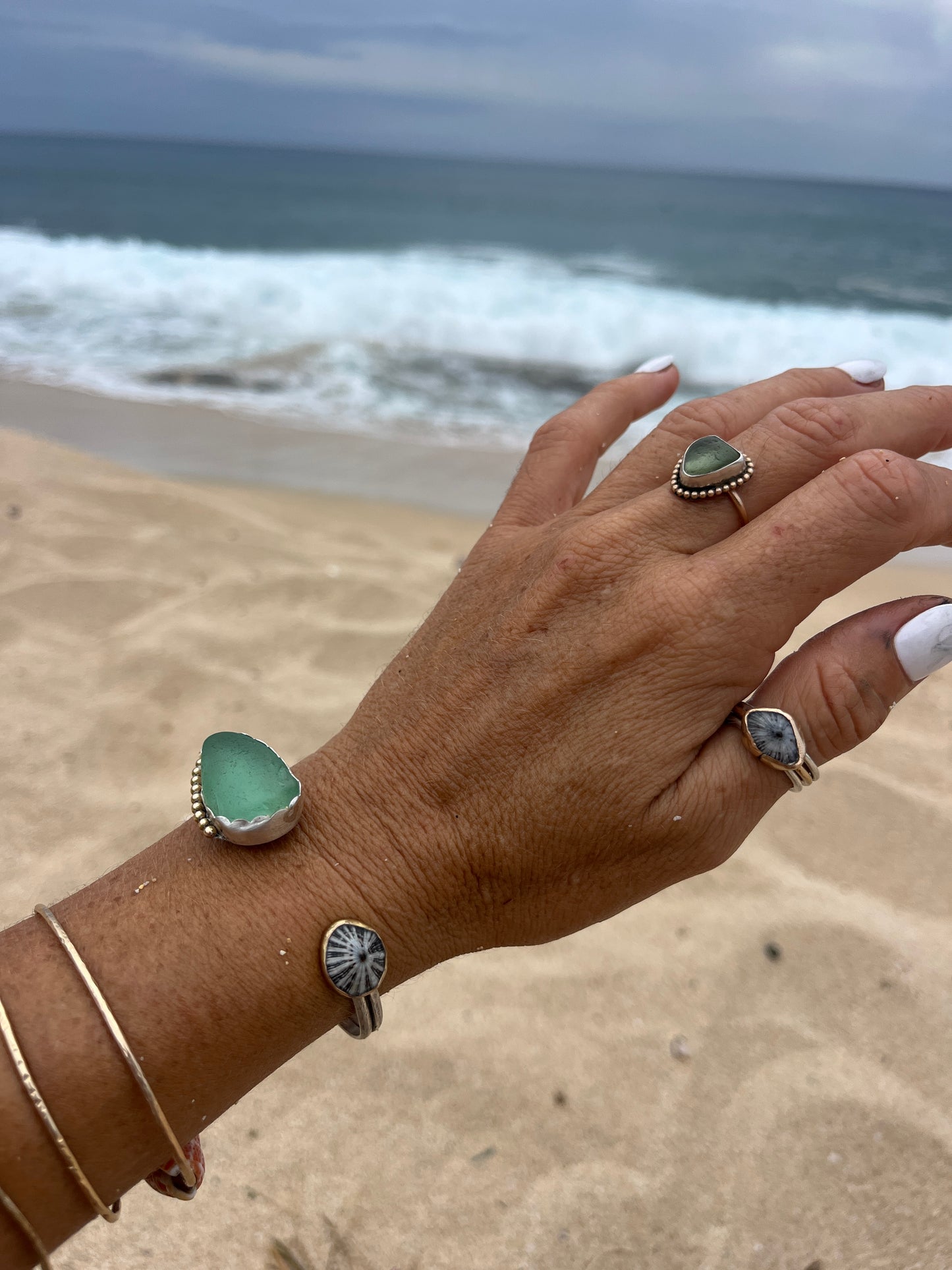 Bar Harbor, Maine Sea Glass Cuff