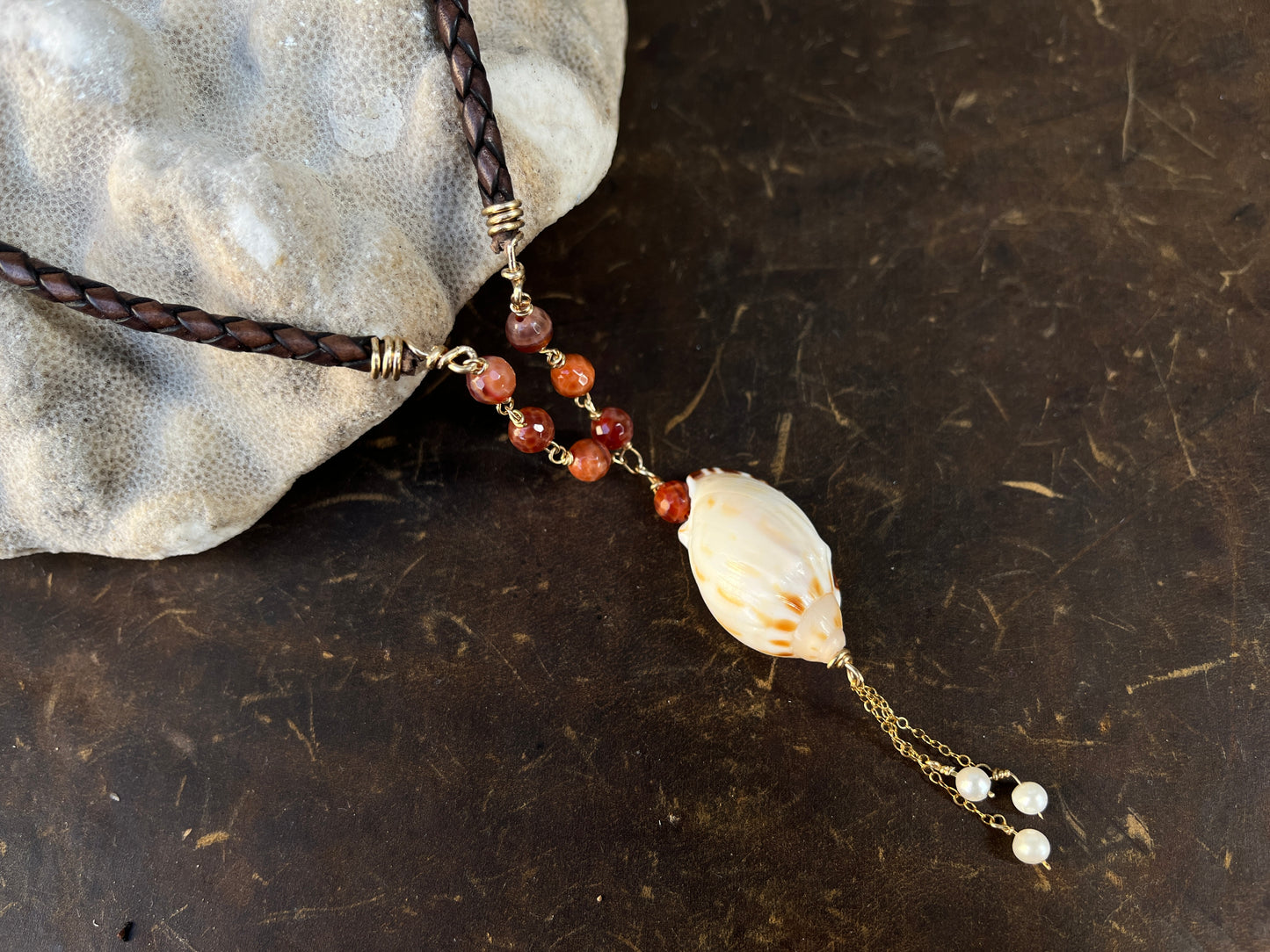 Seashell and Opal Necklace