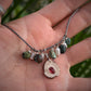 whitetail antler x Mozambique Garnet x turquoise nugget necklace