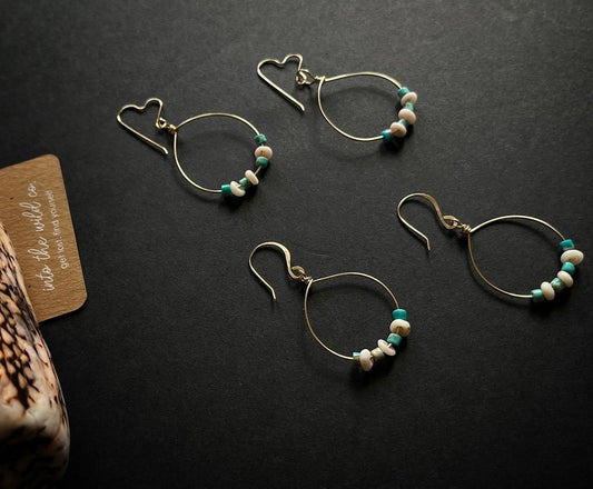 AZ turquoise x puka shell hoops