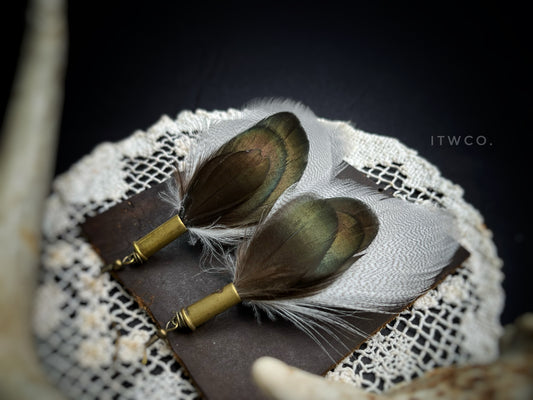 Feather + Recycled .22 Cartridge Earrings MTO