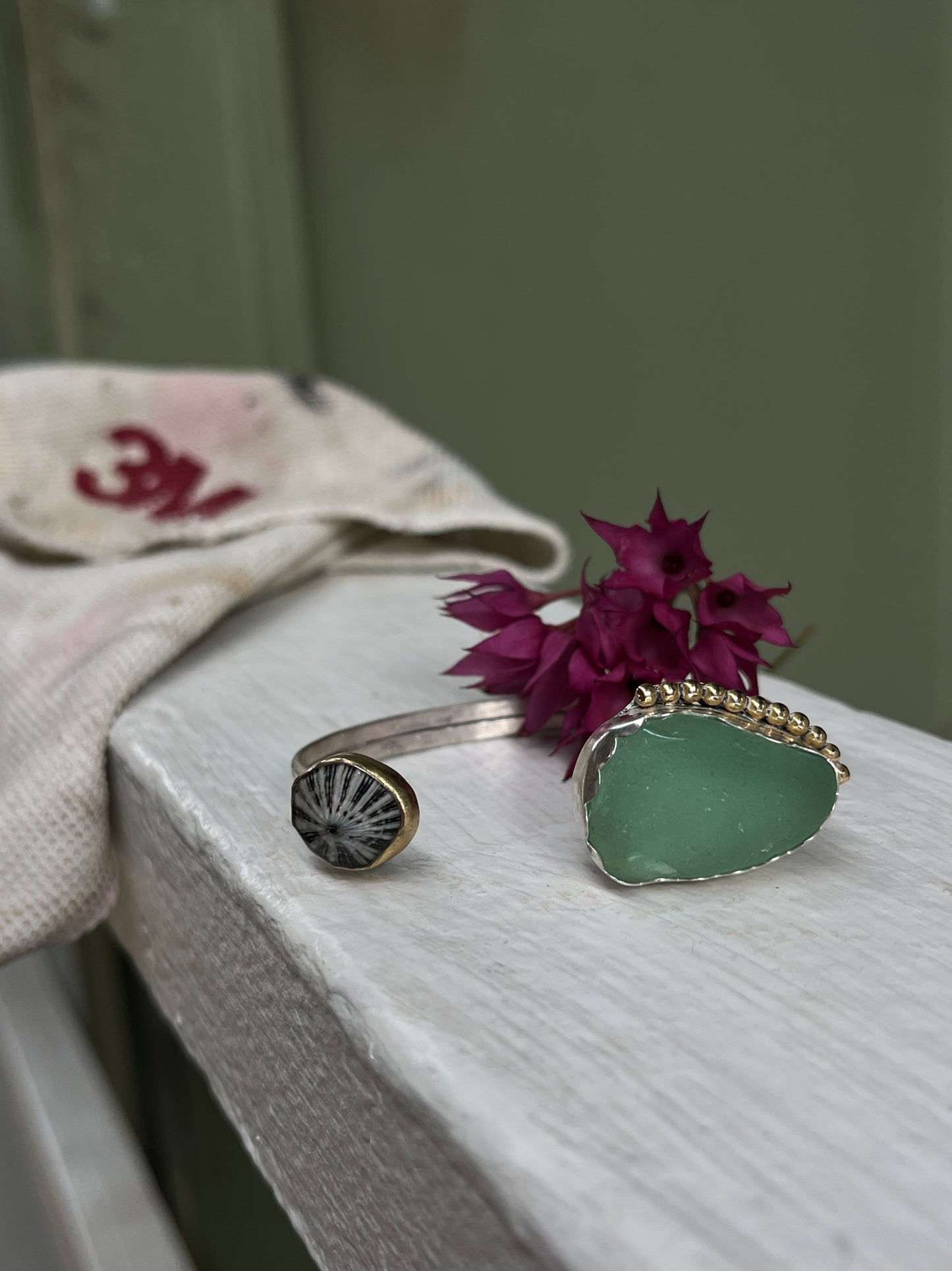 Bar Harbor, Maine Sea Glass Cuff