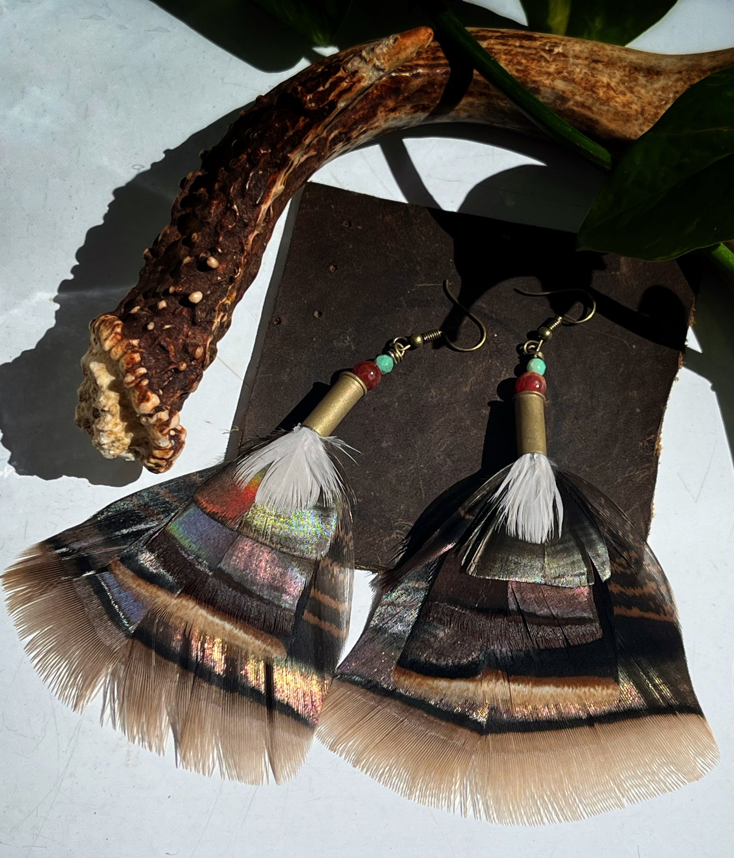 Feather + Recycled .22 Cartridge Earrings *rts