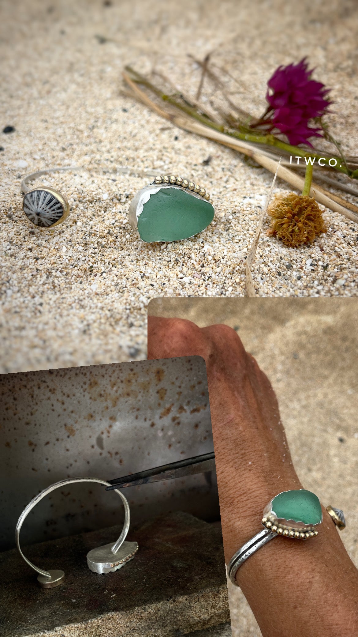 Bar Harbor, Maine Sea Glass Cuff