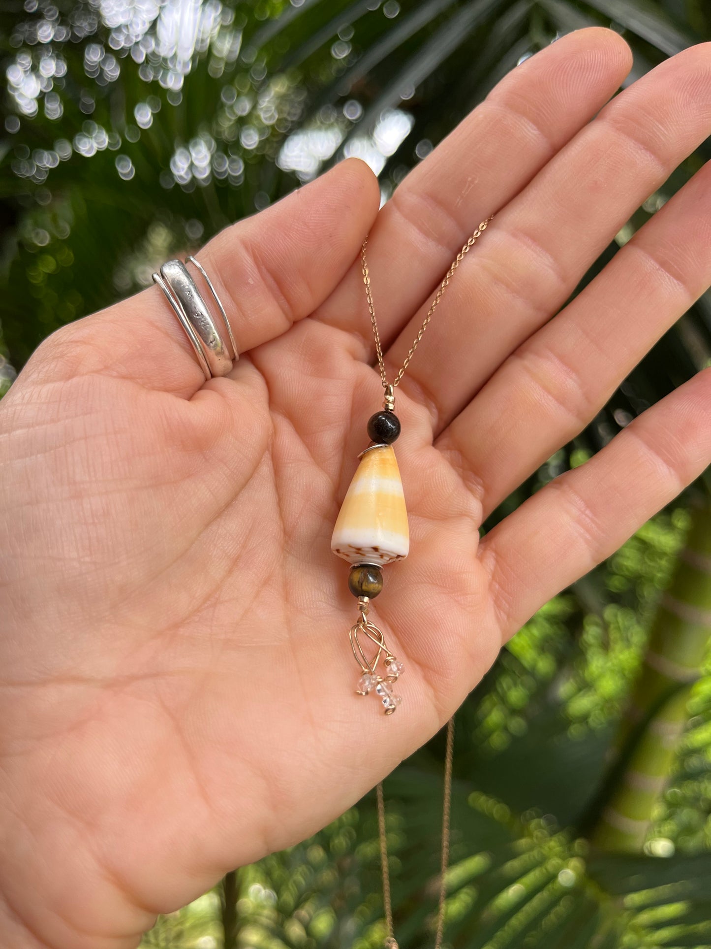 Hawaiian Cone Shell x Herkimer Necklace