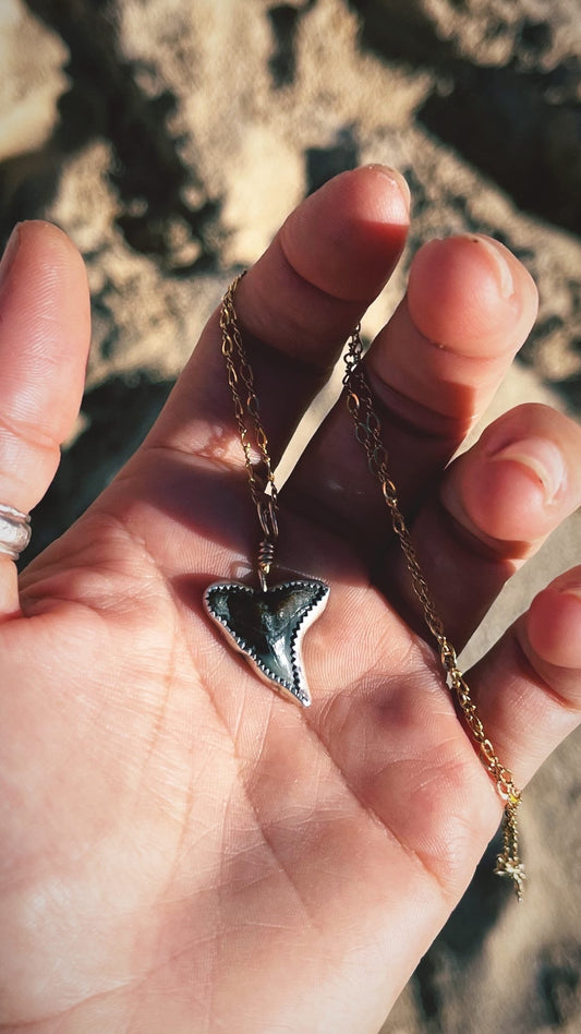 Mixed Metal Shark Tooth Necklace