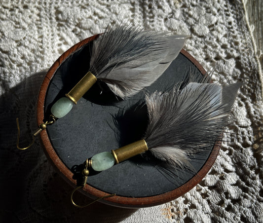 Feather + Recycled .22 Casing Earrings