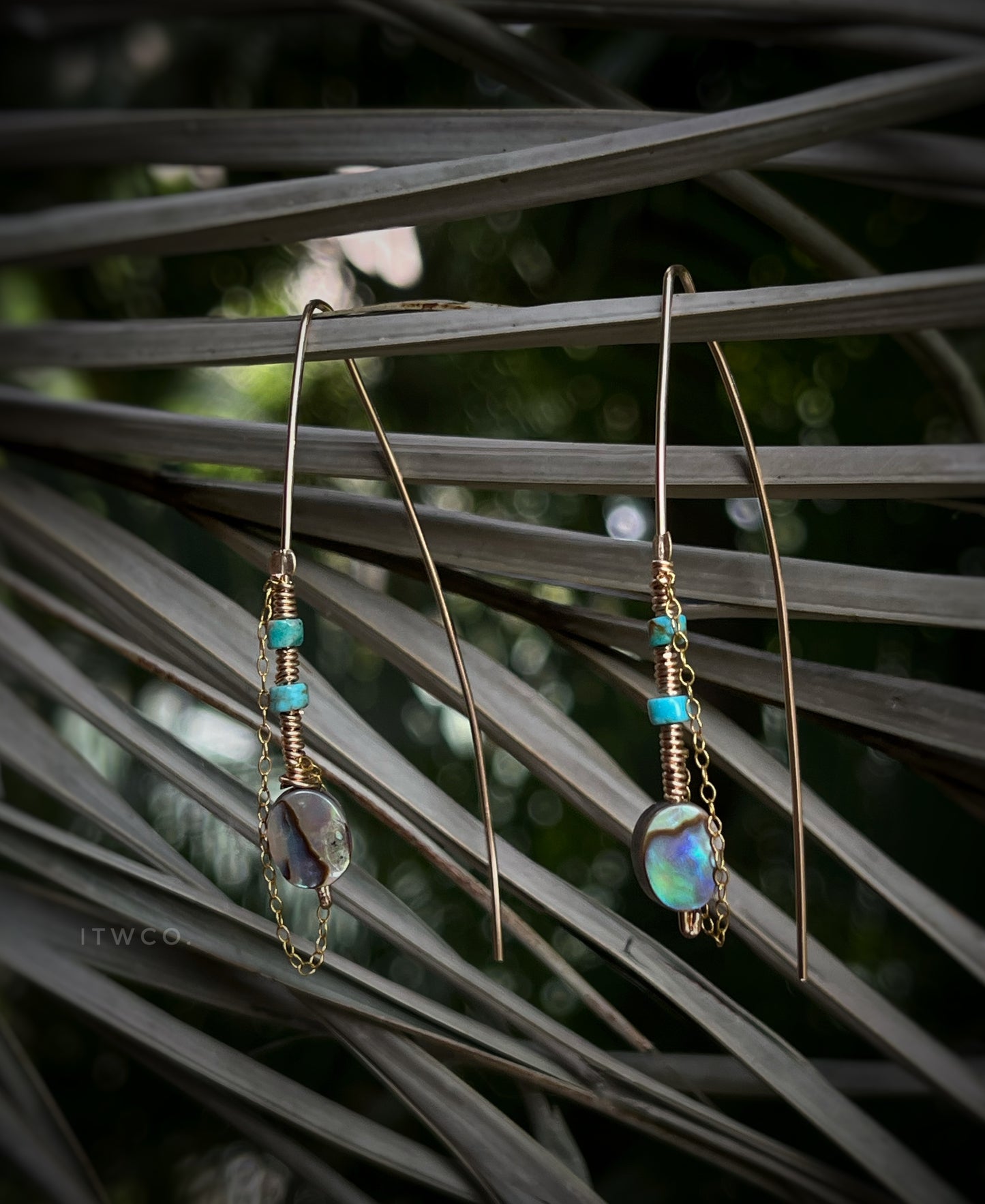 Abalone x Turquoise Wishbone Threaders *rts