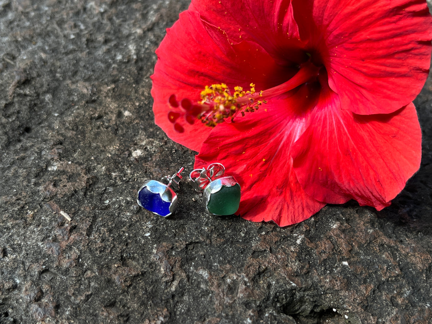 Hawaiian sea glass studs *rts