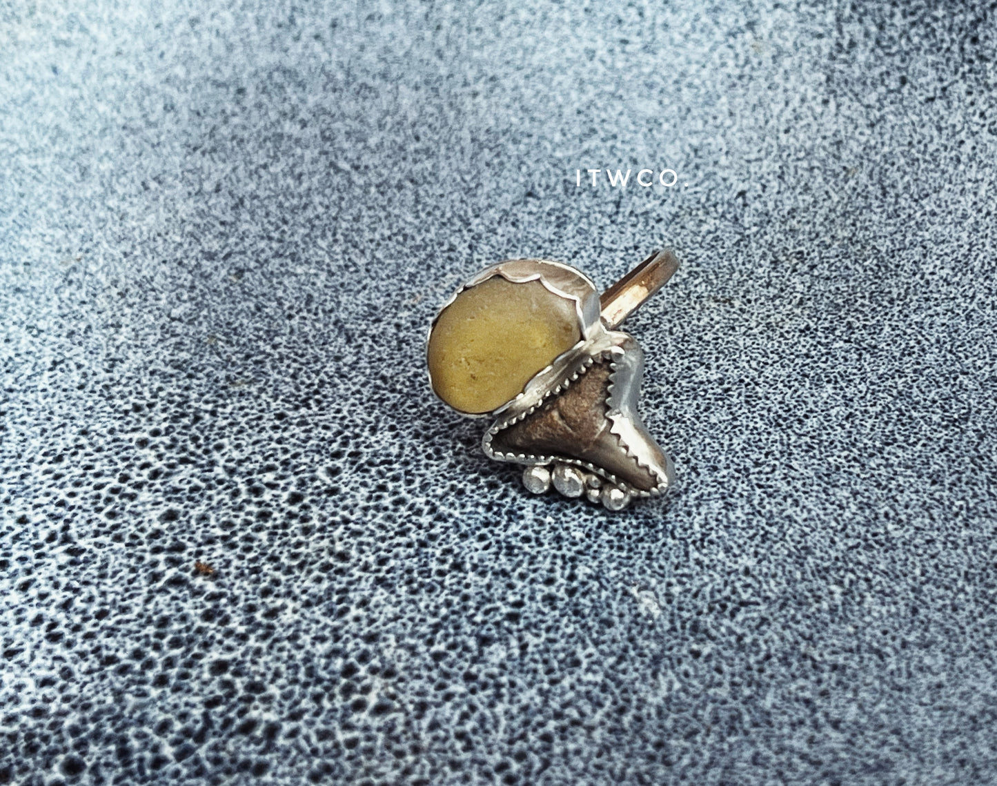 Rare Nova Scotia Sea Glass x Lowcountry Shark Tooth Mixed Metal Ring