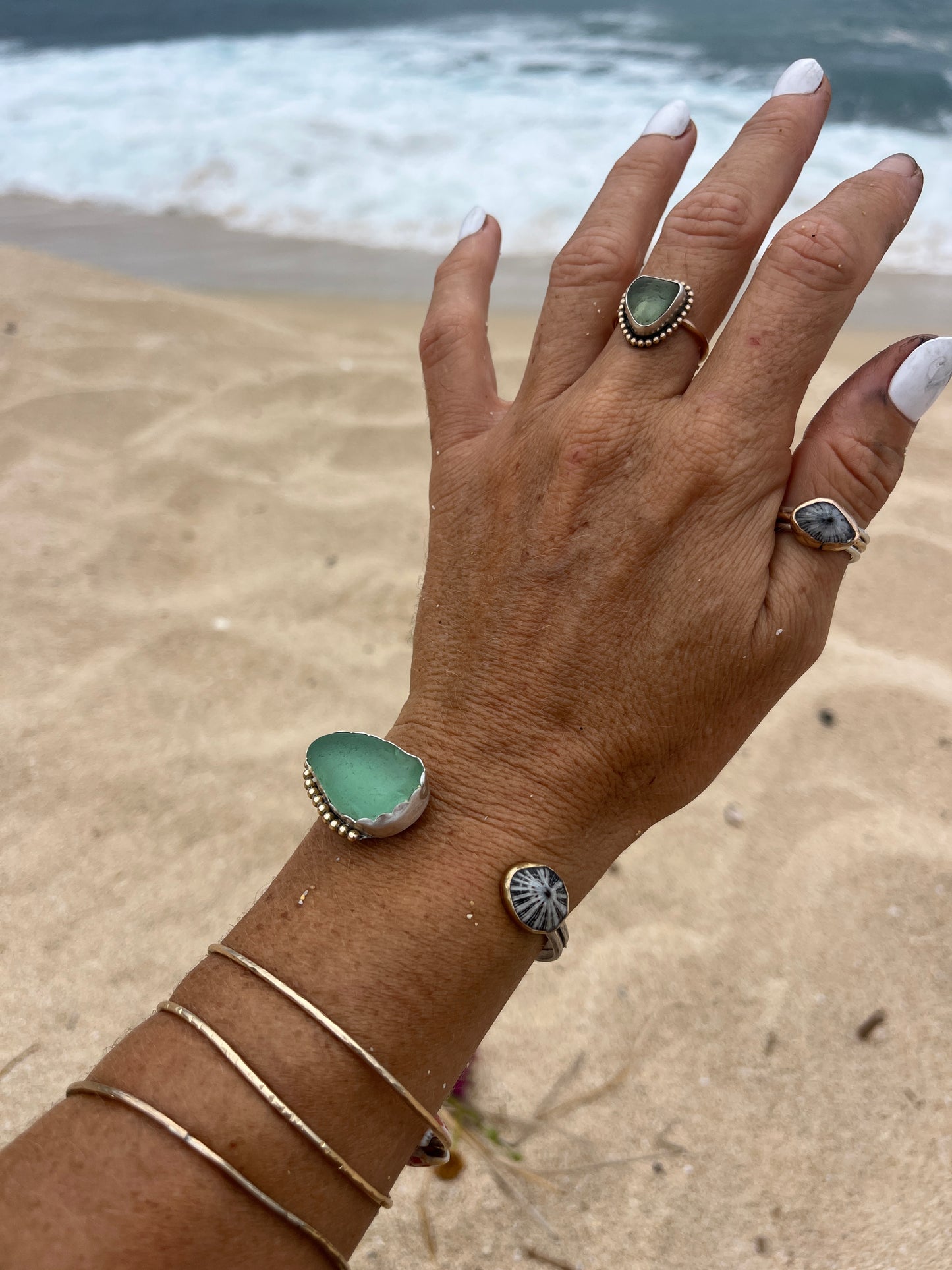 Bar Harbor, Maine Sea Glass Cuff